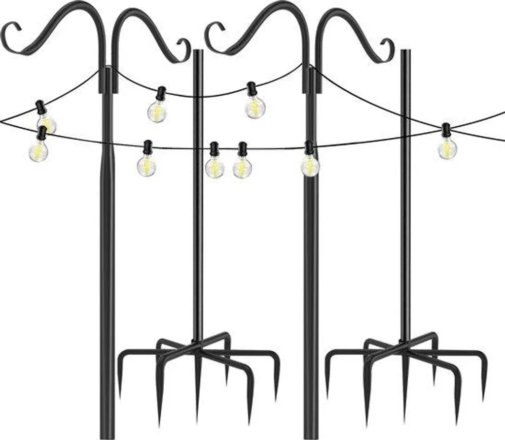Lampadaires de jardin extérieurs en hêtre lot de 2 lampes noires 275 cm