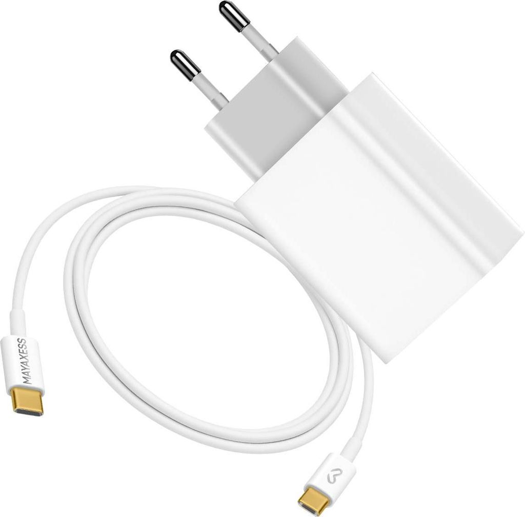 Mayaxess, 20W Netzteil + 1m USB-C Kabel für Galaxy S25 Edge, Weiß