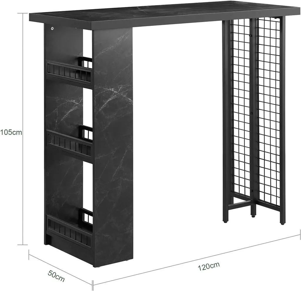Table à manger haute pour petit espace, meuble bar cuisine 110cm