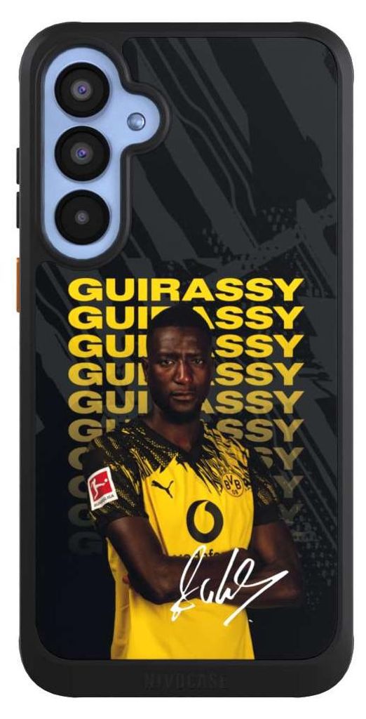 NIVOCASE Hülle für Samsung Galaxy A55 5G Handyhülle NIVOcore Case Schwarz BVB Borussia Dortmund Serhou Guirassy