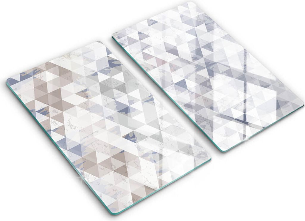 Glasschneideplatte - Herdabdeckplatte - 2x30x52 cm -Schneidebrett - Spritzschutz -Dreiecksmuster