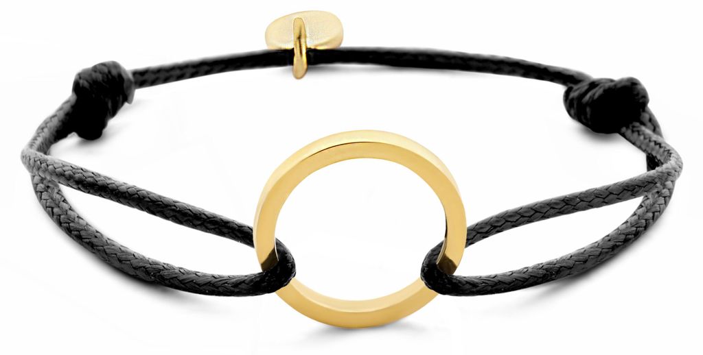 CO88 Collection 8CB-90860 Armband – Damen – Kordel – Stahlring – Schiebeknoten – Längenverstellbar – 16 bis 24 cm – Schwarz – Gold...