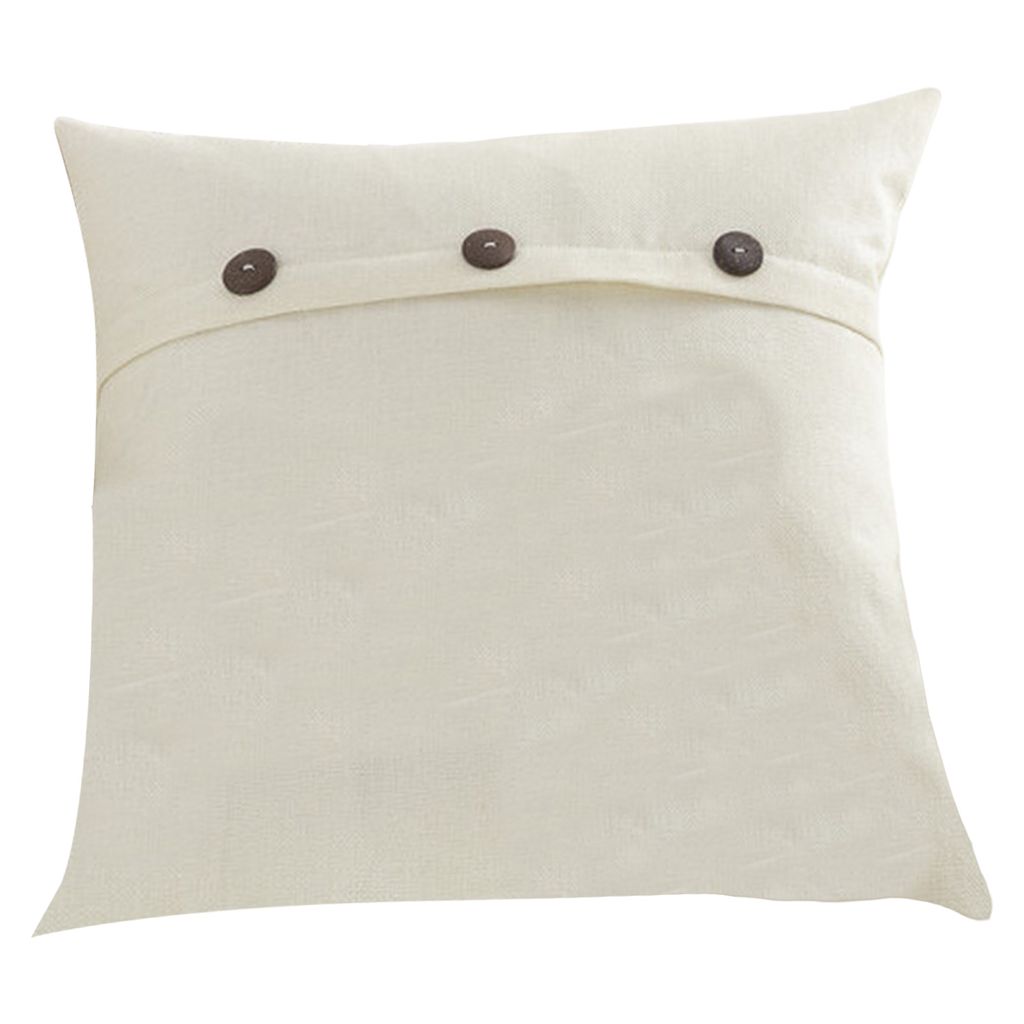 Pillow Case Light Luxus Doppelnadel Coir Knopf Design quadratische Form Leinen Dekorative Kissenabdeckung Wohnzimmerversorgung-Weiß