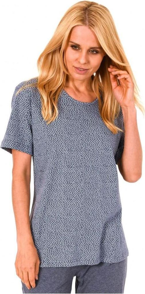 Damen Shirt Oberteil - kurzarm Mix & Match Minimalprint – 171 220 90 904 ; blaumelange , 48