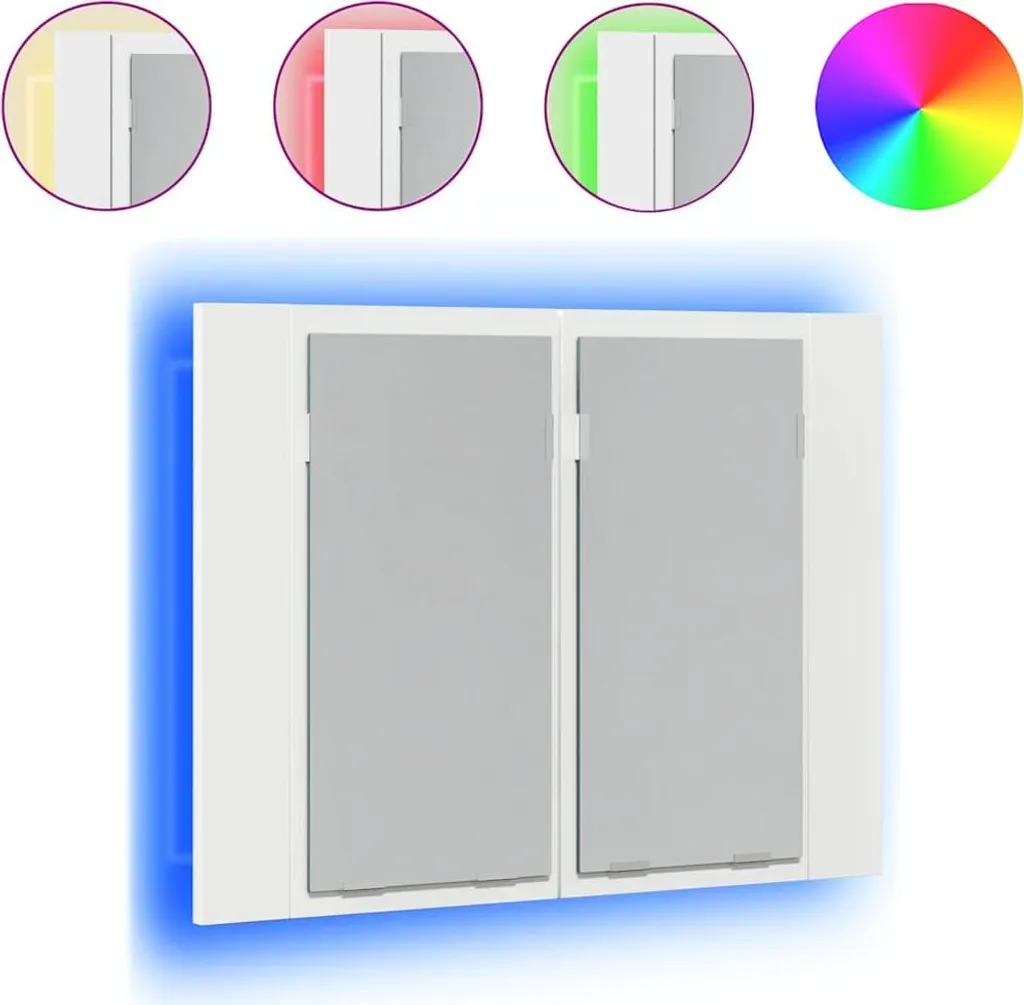 Mobile Specchio Bagno LED vidaXL Bianco 60x12x45 cm - Arredo Moderno