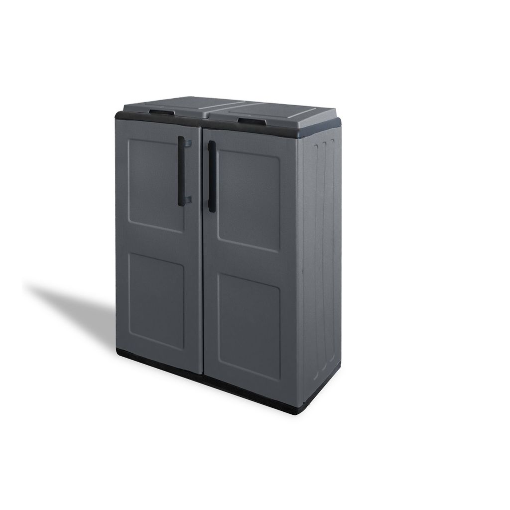 Schrank Pvc 68X37X84Cm 2 Deckel Grau