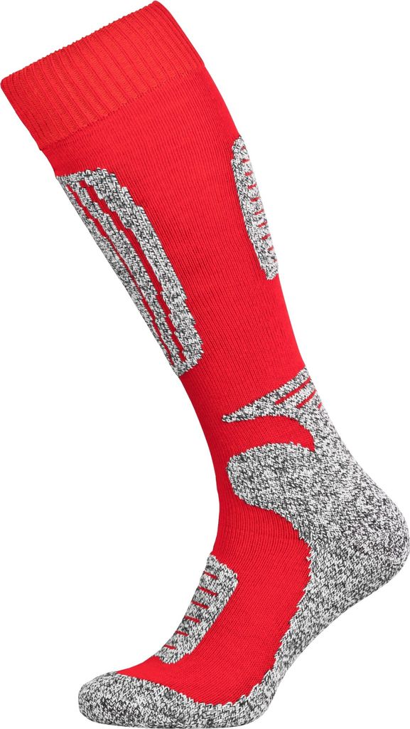 Tobeni 2 Paar Damen Herren Skisocken Funktionssocken Snowboardsocken Winter-Socken Unisex, Farbe:Rot - Grau, Grösse:43-46