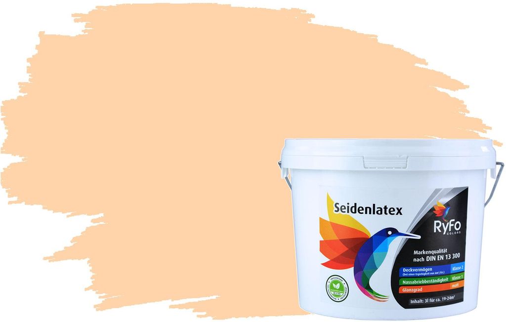 RyFo Colors Seidenlatex Trend Orangetöne Cremeorange 3l - bunte Innenfarbe, weitere Orange Farbtöne und Größen erhältlich