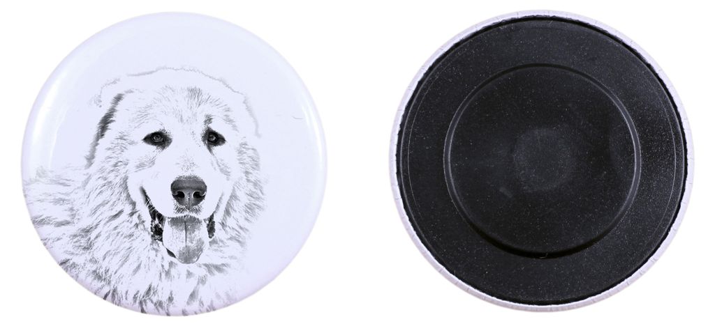 Pyrenäen-Mastiff, Mastín del Pirineo Magnet mit einem Hundepfotenabdruck, außergewöhnlich leicht, starker Magnet, handgefertigtes Produkt der M...