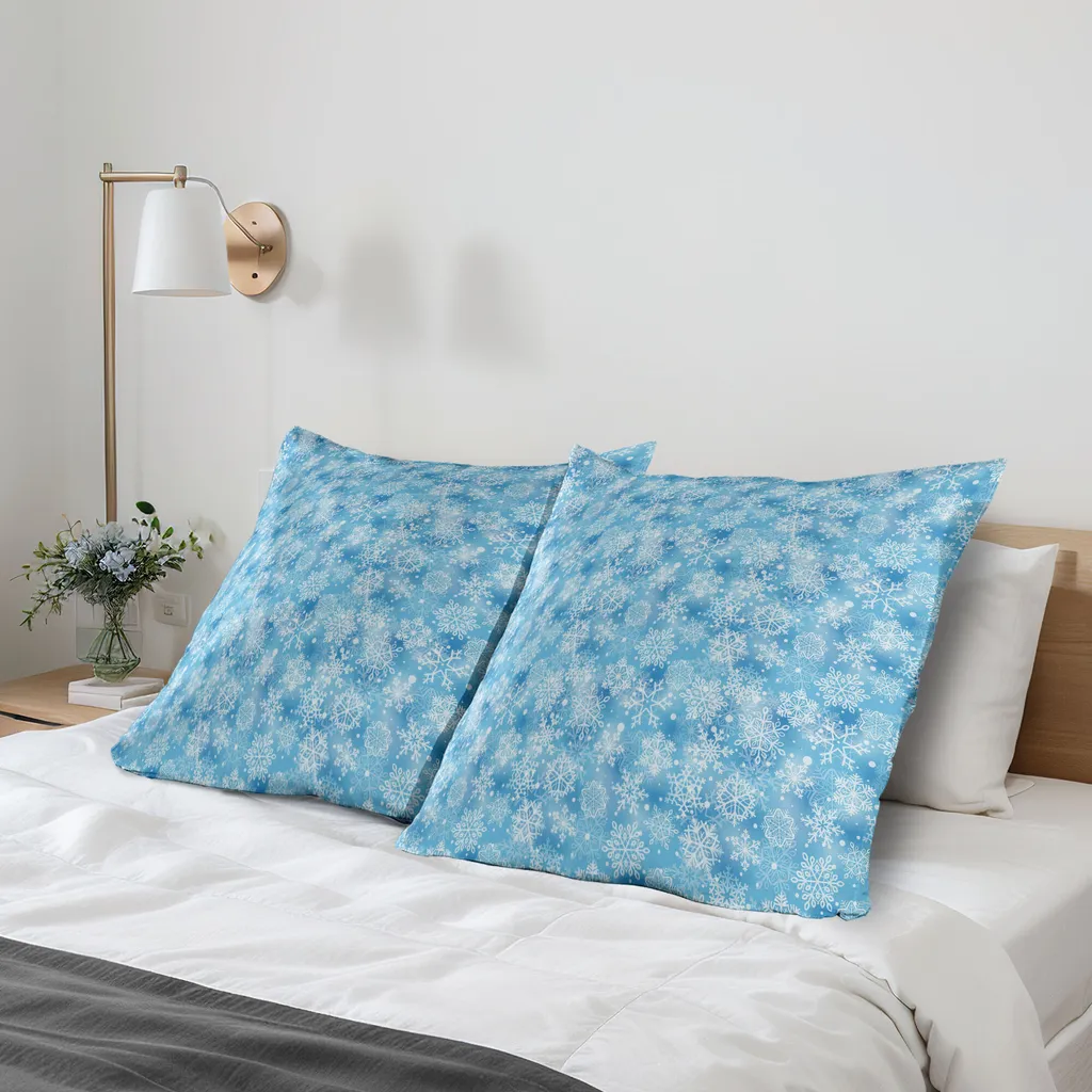 Federe Quadrata 80x80 ABAKUHAUS Inverno Snowflake | Azzurro e Bianco