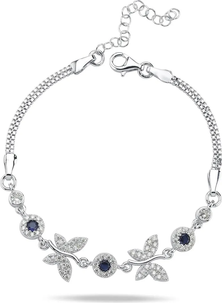 Bracelet en argent sterling 925 avec double papillon et zircon bleu