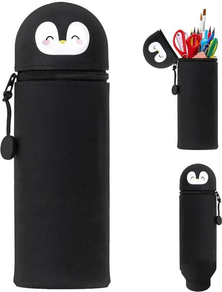 Porte-crayons silicone souple 2-en-1, pot de bureau design animal rose