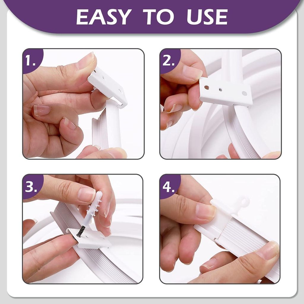 Gebogene Gardinenstangen-Set - flexible Gardinenstange - 151 Teile - weiß