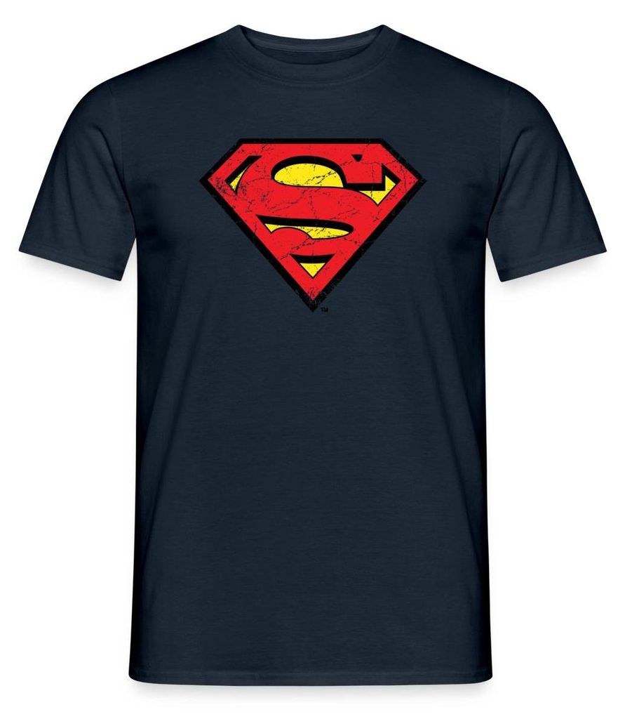 Spreadshirt DC Comics Superman Logo Used Look Karneval Männer T-Shirt, XXL, Navy