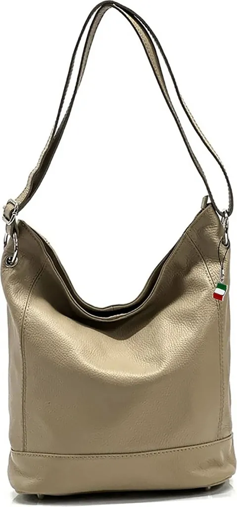 Grand Sac à Main Shopper en Cuir Véritable Coloris Taupe et Beige