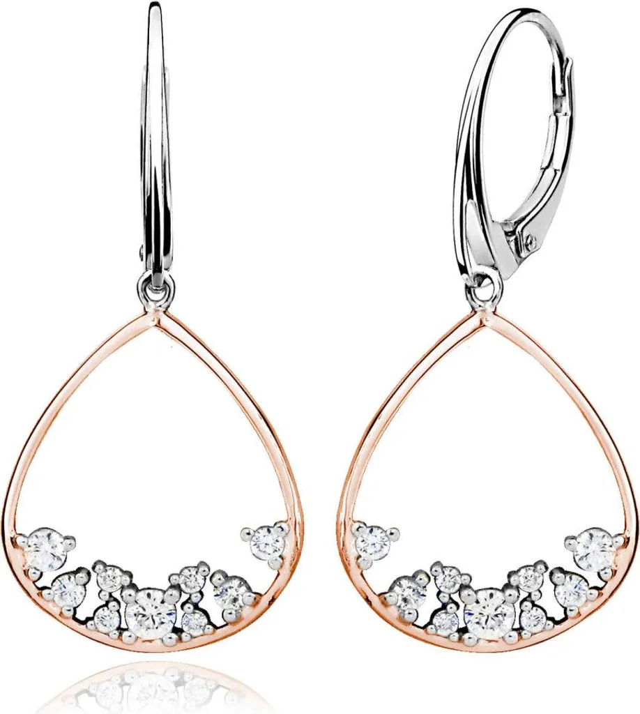 Boucles d'oreilles bicolores avec cristaux pour Mariage et Soirée
