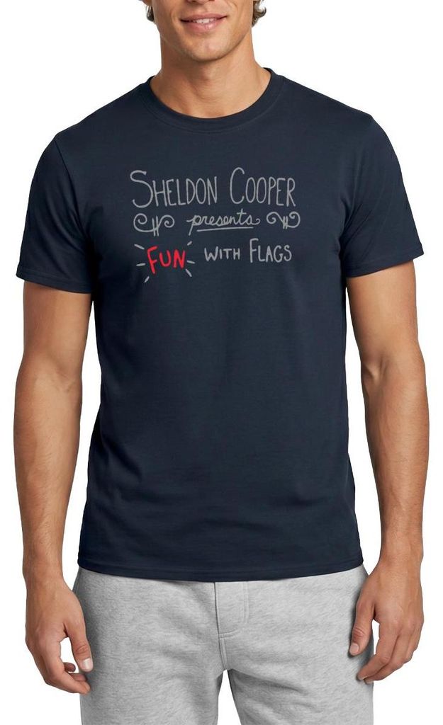Spreadshirt The Big Bang Theory Spaß mit Flaggen Männer T-Shirt, XL, Navy