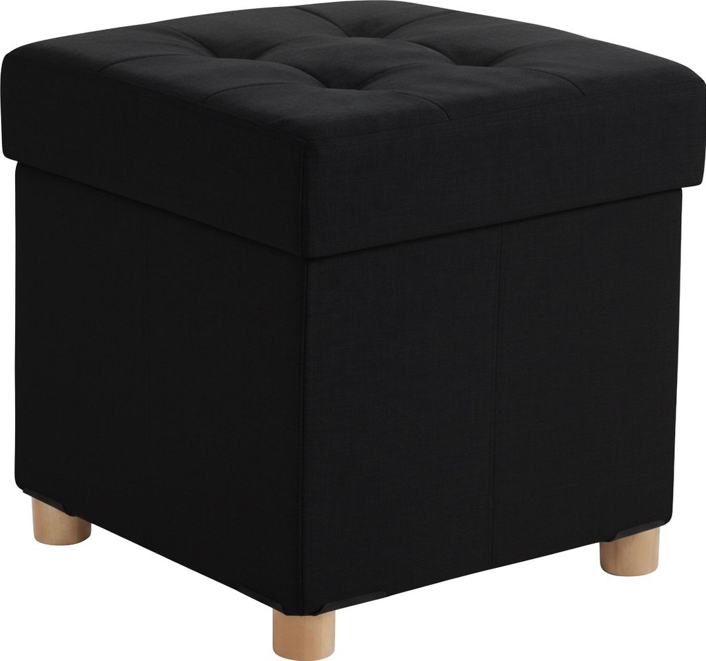 Pouf Relaxdays con vano portaoggetti, imbottito, A x L x P: Immagine del prodotto 