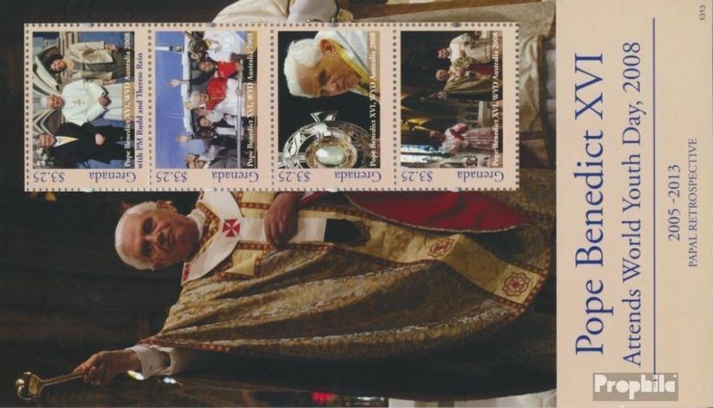 Briefmarken Grenada 2013 Mi 6569-6572 Kleinbogen (kompl.Ausg.) postfrisch Reisen von Papst Benedikt XVI.