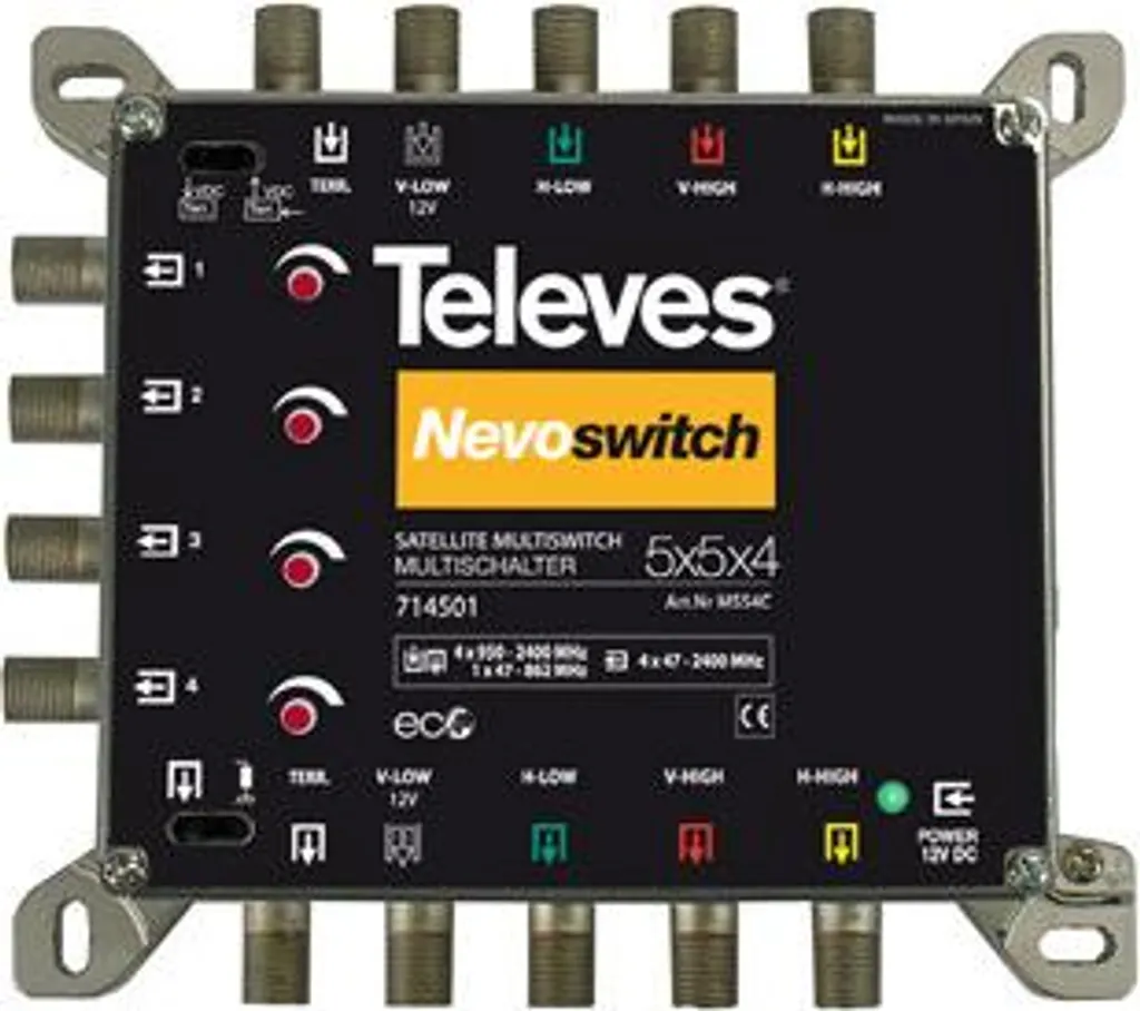 Multiswitch Televes MS54C fonte : finissez les pertes de signal TV