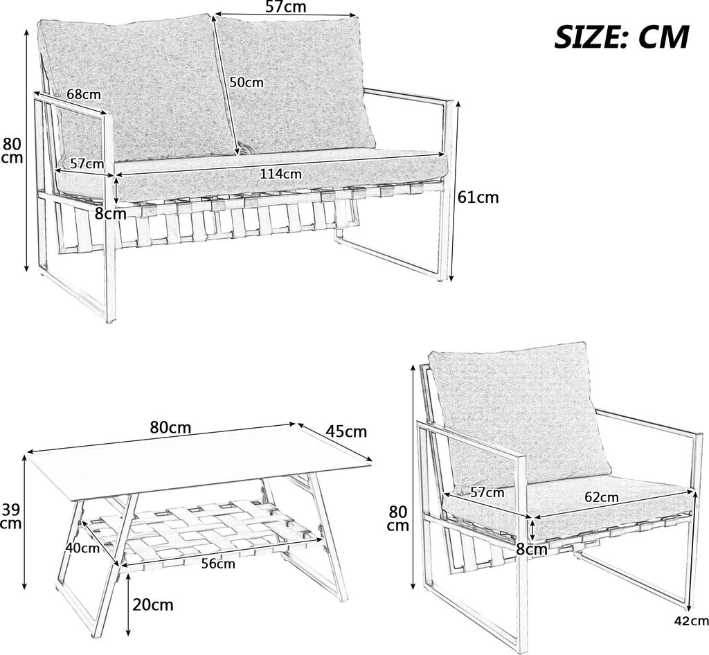 okwish Gartenlounge-Set mit Couchtisch, Gartenmöbel Set Produktbild 7