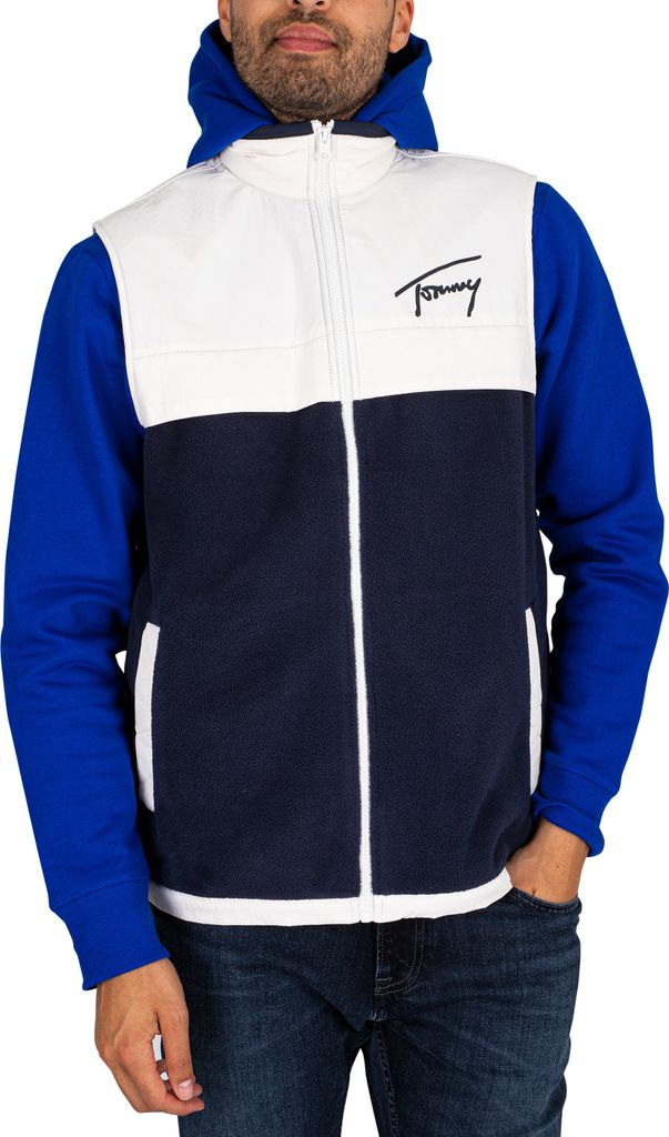 Tommy Jeans Herren Mix-Media-Retro-Weste, Blau M