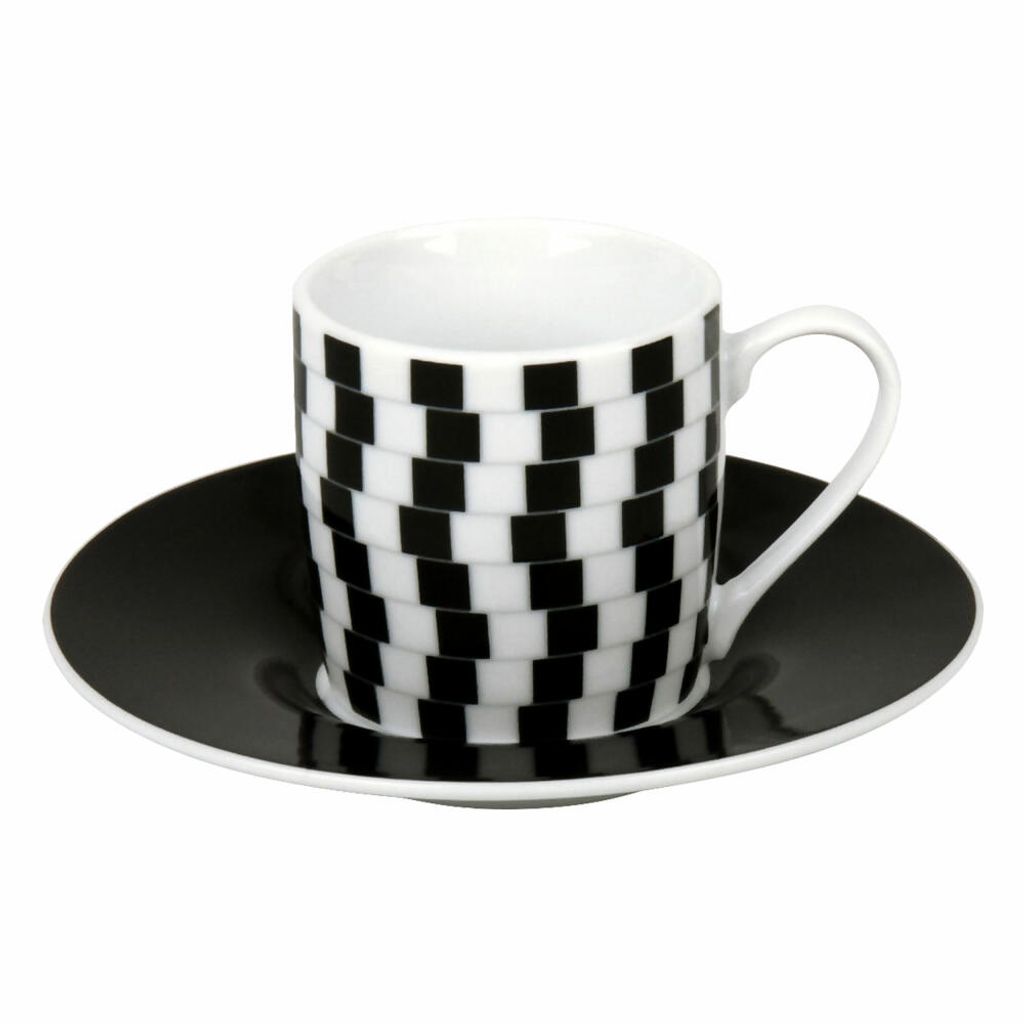 Set De 4 Tasses à Expresso Könitz - Porcelaine Noir Et Blanc - Design Writing