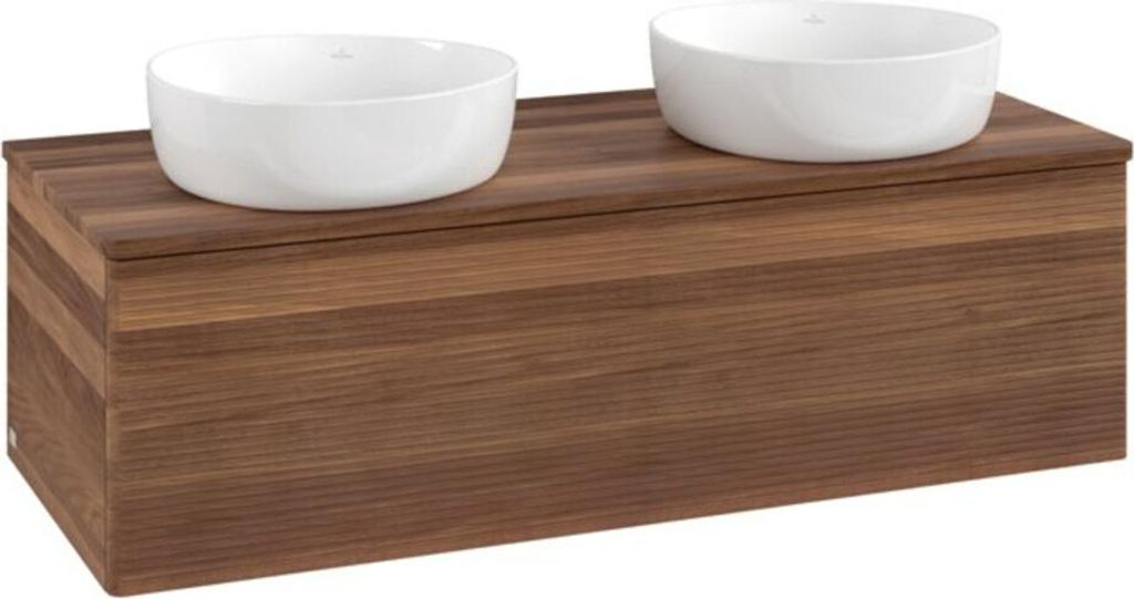 V&B Waschtischunterschrank mit Frontstruktur Antao 120x36x50cm, WBP-farbe w. wal, w. walnut