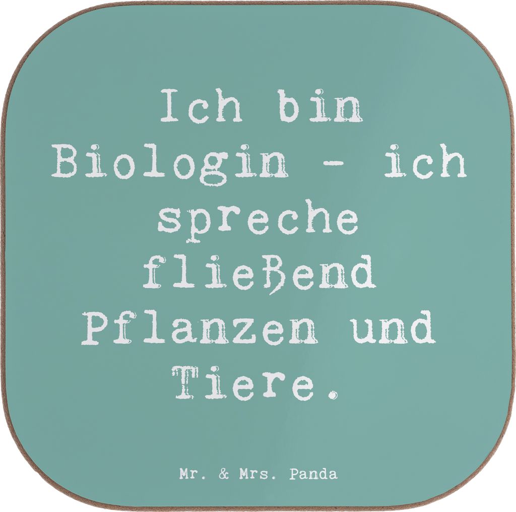 Mr. & Mrs. Panda Tischuntersetzer Spruch Sprechende Biologin - Meeresbrise - Geschenk, gläseruntersetzer, Tassenuntersetzer, Berufsalltag, Unterse...