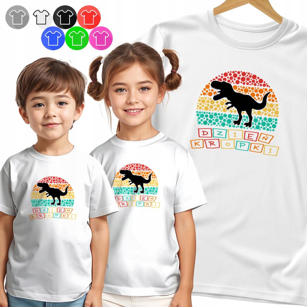 Kinder-T-Shirt - Dots Tag Punkt Dino Dinosaurier - 110 Xs