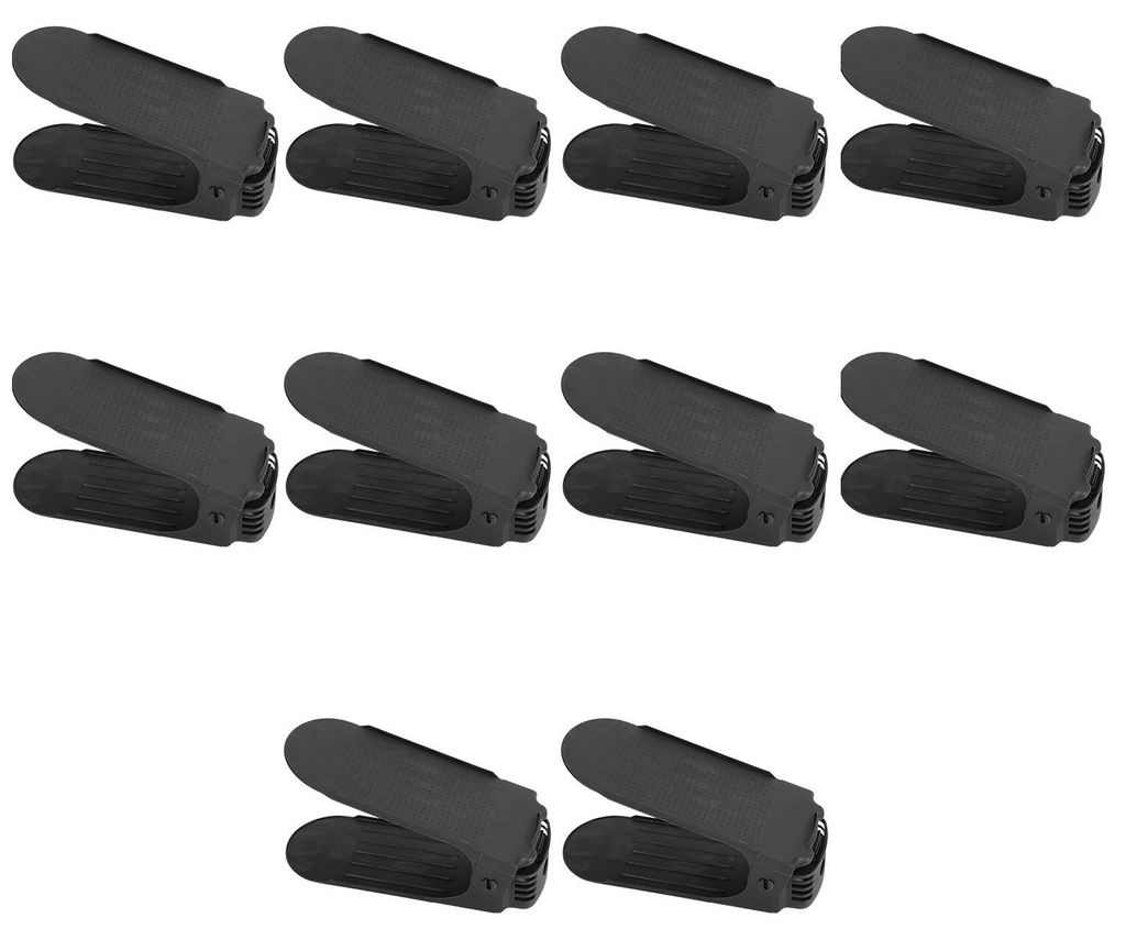 Eikuavons Schuhstapler 20 Stück Schwarz, verstellbarer Schuhhalter aus Kunststoff, platzsparende Schuhaufbewahrung