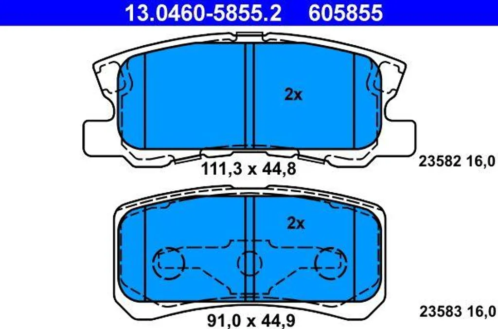 Jeu de Plaquettes de Frein ATE 13.0460-5855.2 OE K068020256AA pour ASX