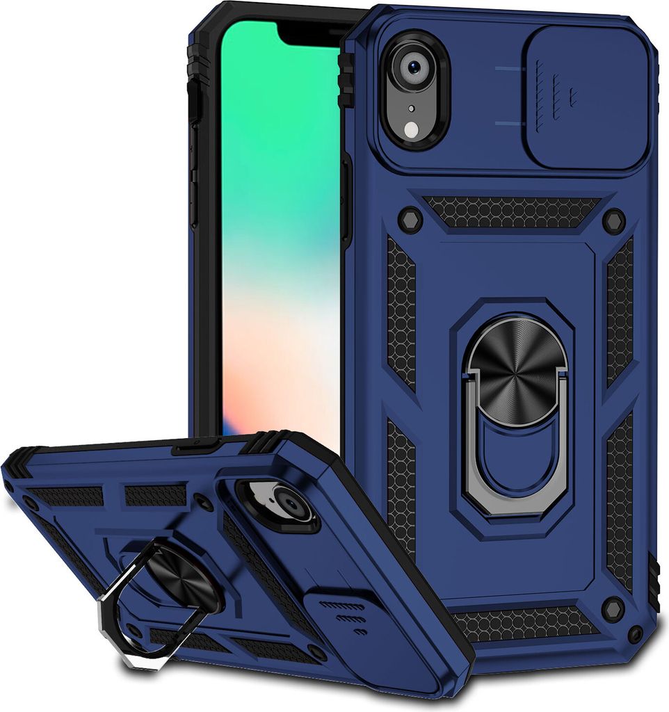 iPhone XR Hülle mit Schiebe Kamera Schutz und Ringhalter Produktbild 