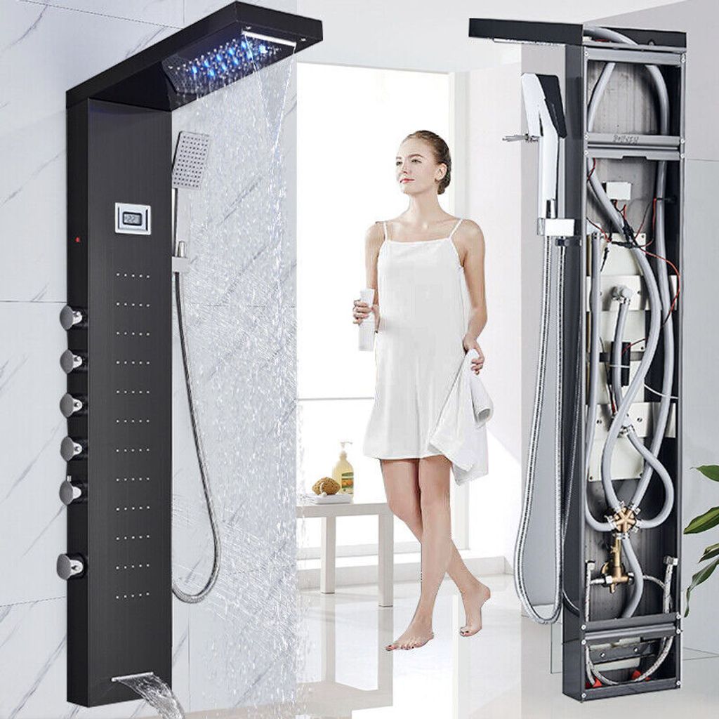 LED Duschpaneel Edelstahl Duschset Regendusche Duscharmatur Produktbild 