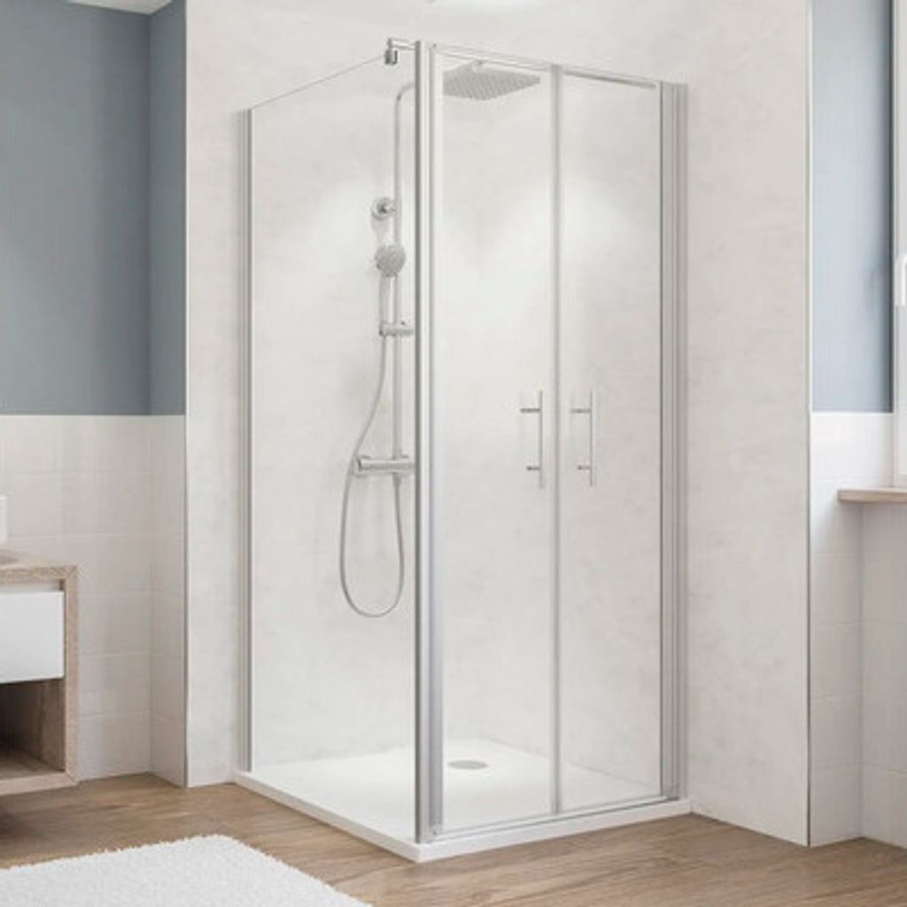 Duschtür mit Pendeltür BREUER Fara 5 80 x 190 cm Profil chrom Klarglas Reversibel