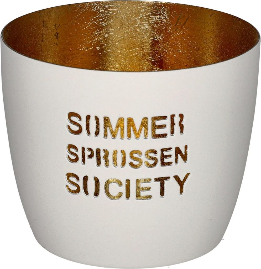 Gift Company Madras Windlicht M Sommersprossen Society weiß/gold 8,5cm