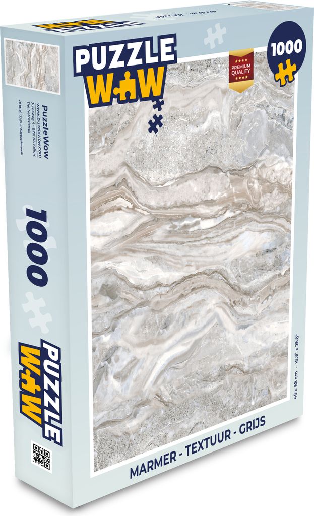 MuchoWow Puzzle 1000 Teile Marmor - Textur - Grau - Spielzeug - Alt und Jung - Spiele - Puzzeln