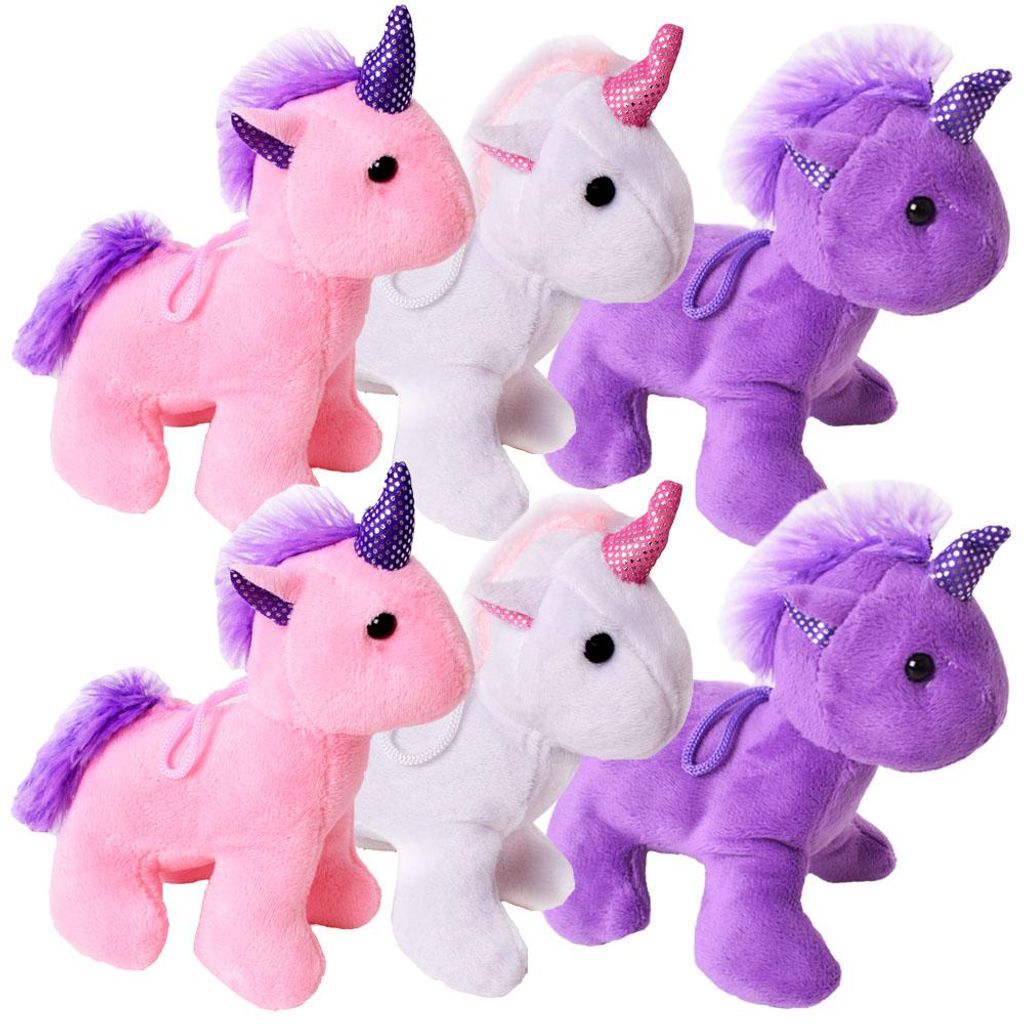 6 Stück TE-Trend Einhorn Unicorn Plüschtier Anhänger Produktbild 