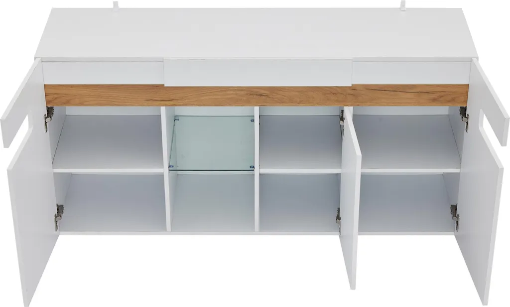 Buffet moderne blanc 140cm : optimisez votre espace avec élégance LED - 11