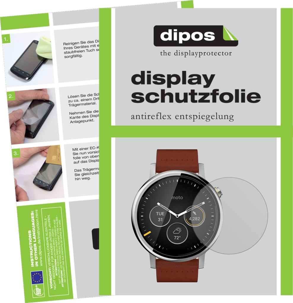 1x Schutzfolie für Motorola Moto 360 (2019) matt Displayschutzfolie Folie Display Schutz dipos