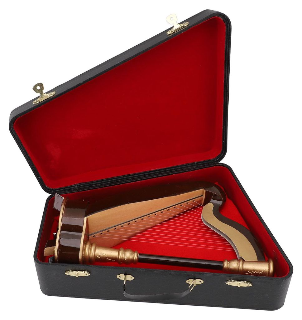 25 cm Mini-Harfe mit Noten, Miniatur-Musikinstrument-Replika, Dekoration für Schreibtisch oder Regal