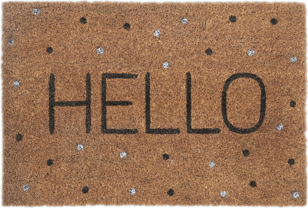 relaxdays Kokos Fußmatte Hello mit Punkten Produktbild 