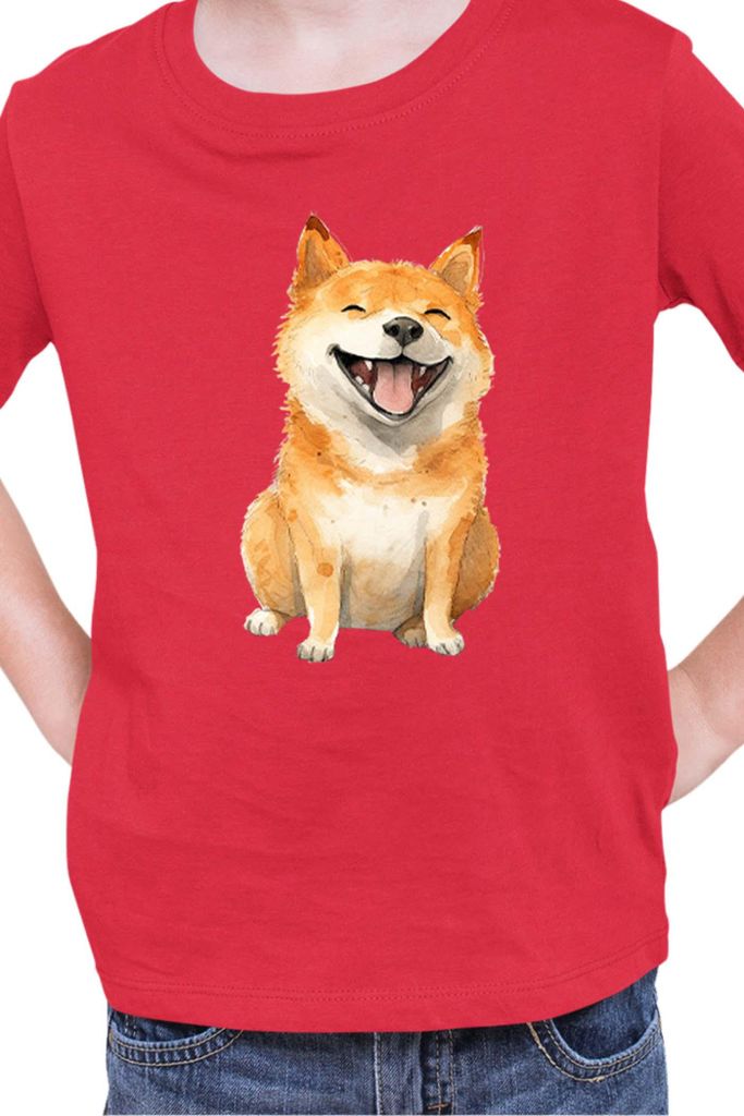 Kinder T-Shirt Funny Dogs Breeds Shiba Inu Dog Breed, 3-4 Jahr - 104 / Rot