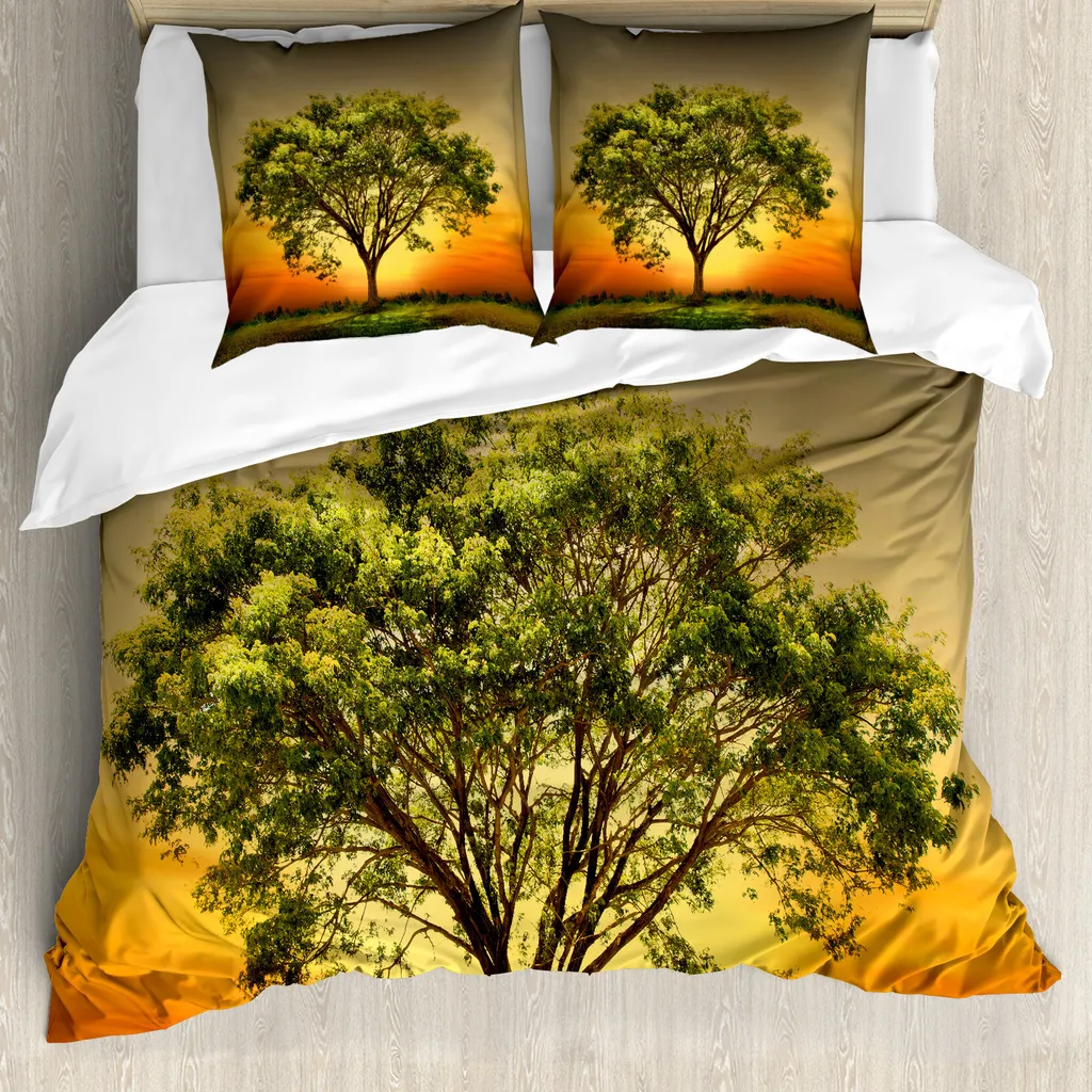 Copripiumino Matrimoniale ABAKUHAUS Verde Felce e Calendula - Design