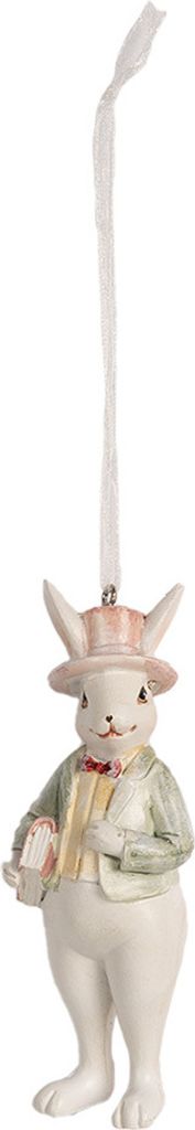 Clayre & Eef Anhänger Kaninchen 10 cm Weiß Grün Polyresin