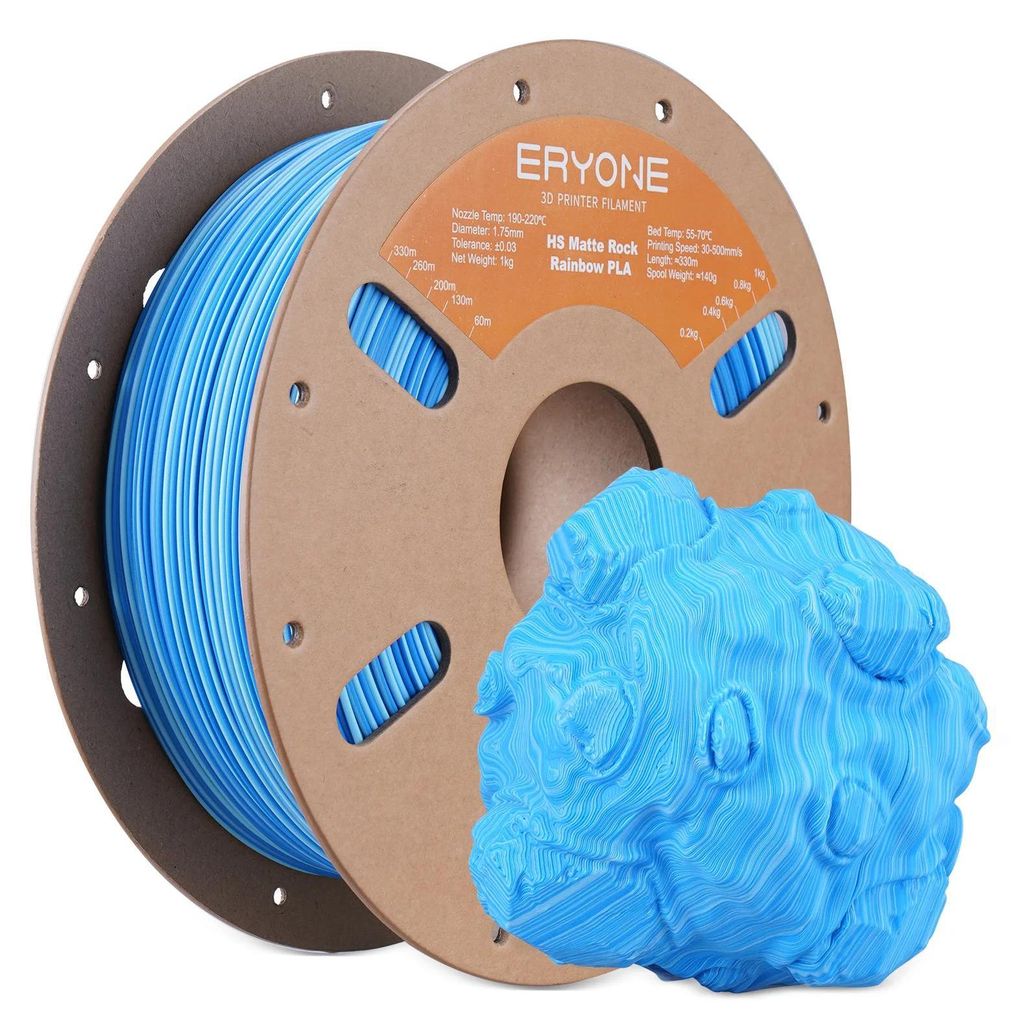 3D-Drucker PLA Filament - Matte Rock Rainbow - Matt Mehrfarbig Rainbow - 1 kg Spule - Hohe Druckgeschwindigkeit - Arctic Ocean