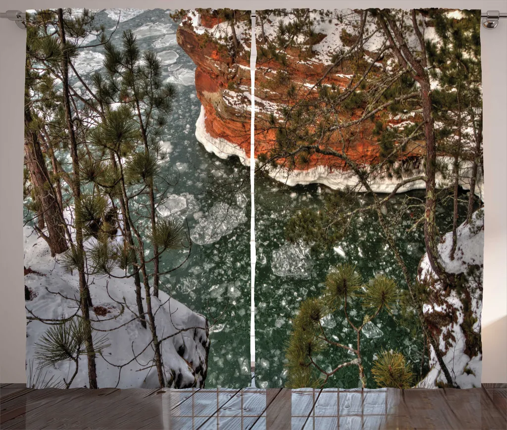 Rideau ABAKUHAUS Wisconsin Lake Superior Winter, 280x225 cm Multicolore