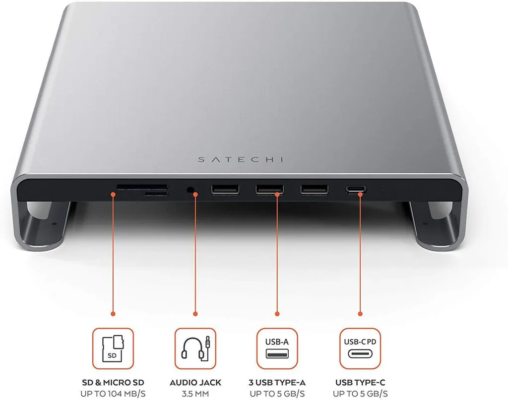 Support de moniteur avec Hub Type C Satechi Réhausseur Écran iMac Gris - 11