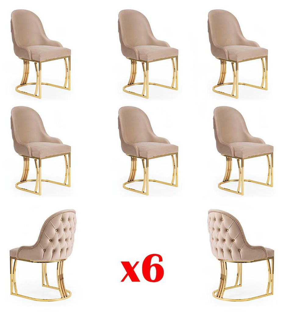 Set 6x Sessel Stuhl Design Metall Stoff Polster Stühle Gastro Esszimmer Textil