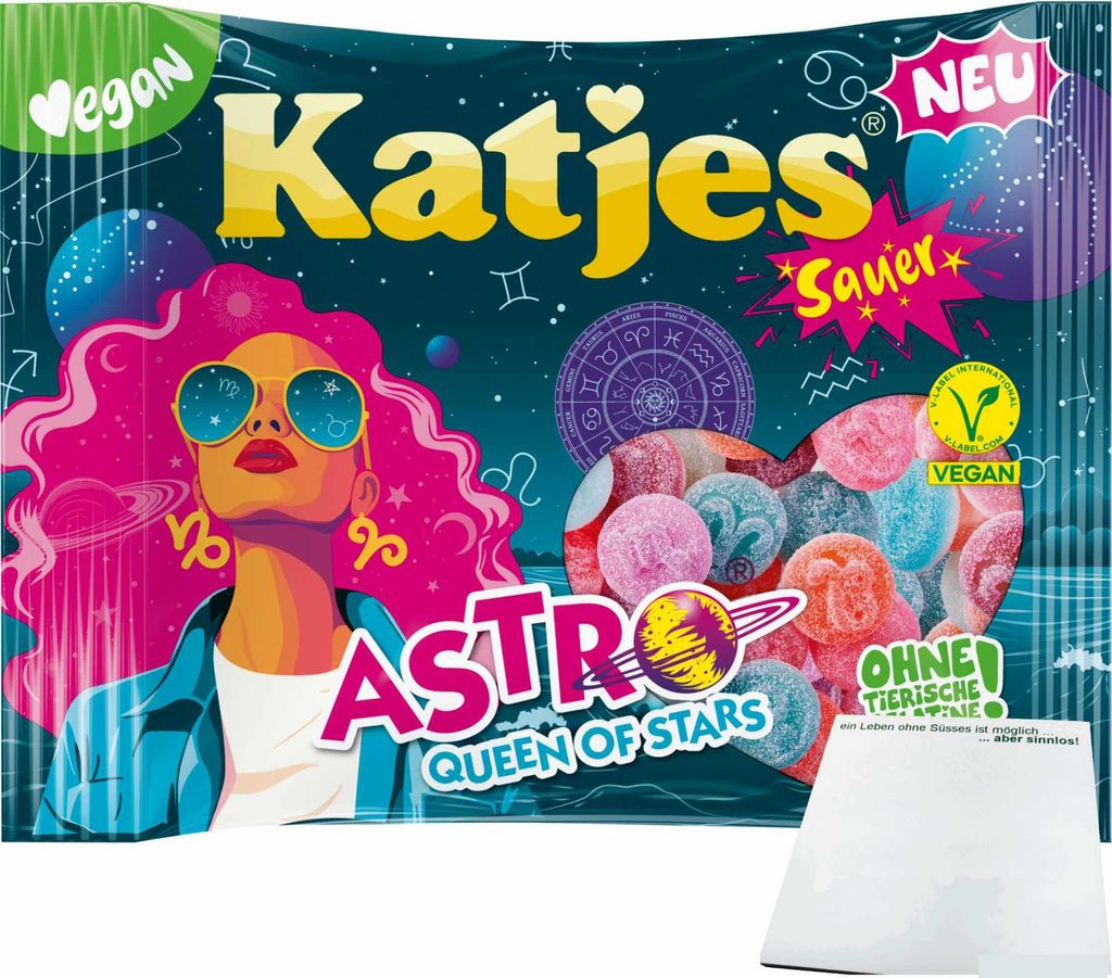 Katjes Astro Queen of Stars (175g Packung) + usy Block